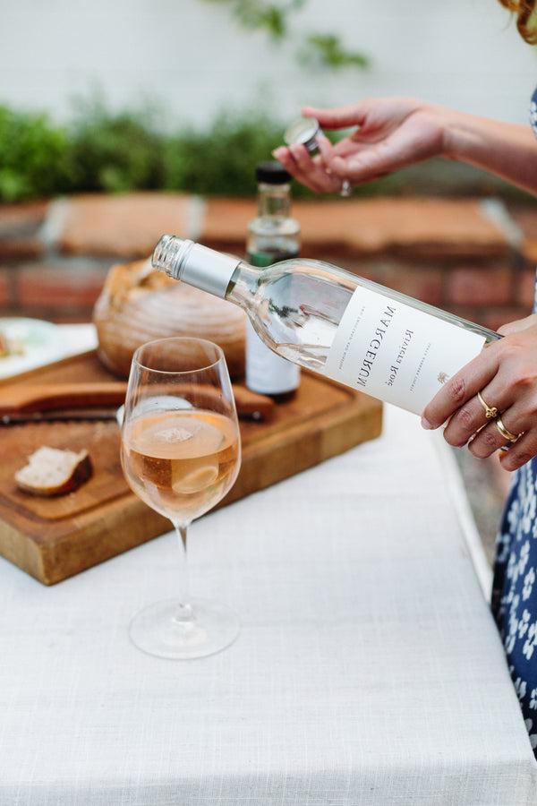 Margerum Rose being poured into a glass